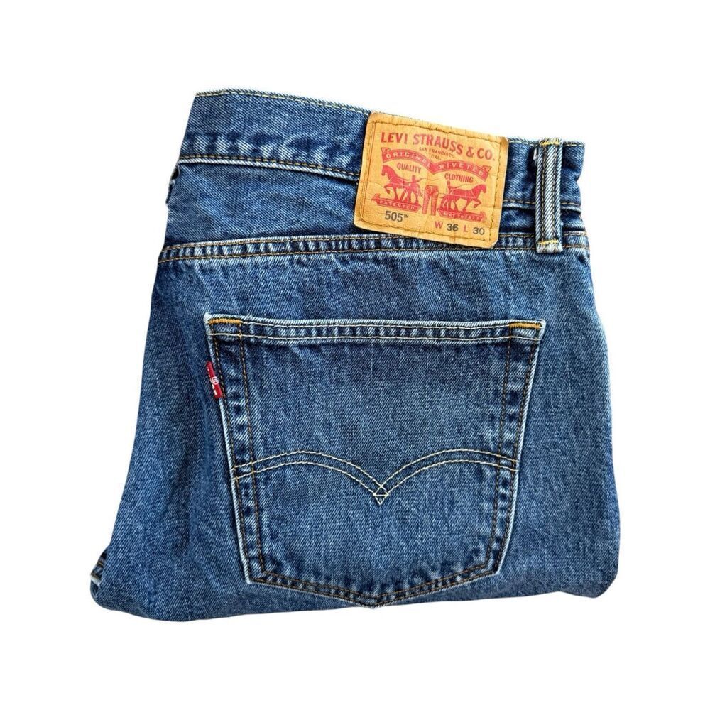 Levi's 505 Jeans Classic Fit Straight Leg Denim Everyday Casual Mens Size 36x30